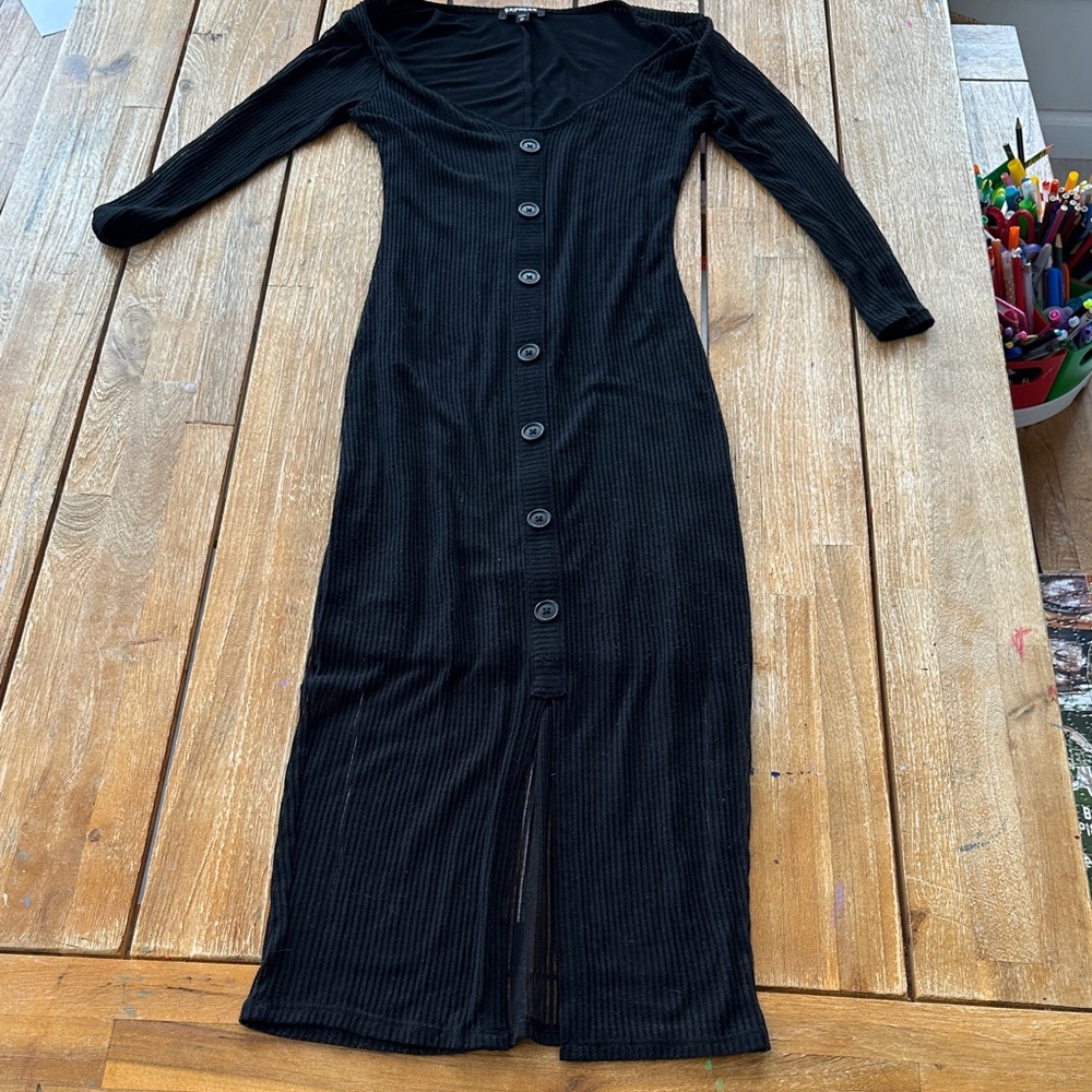 Elegant Black Button-Down Dress